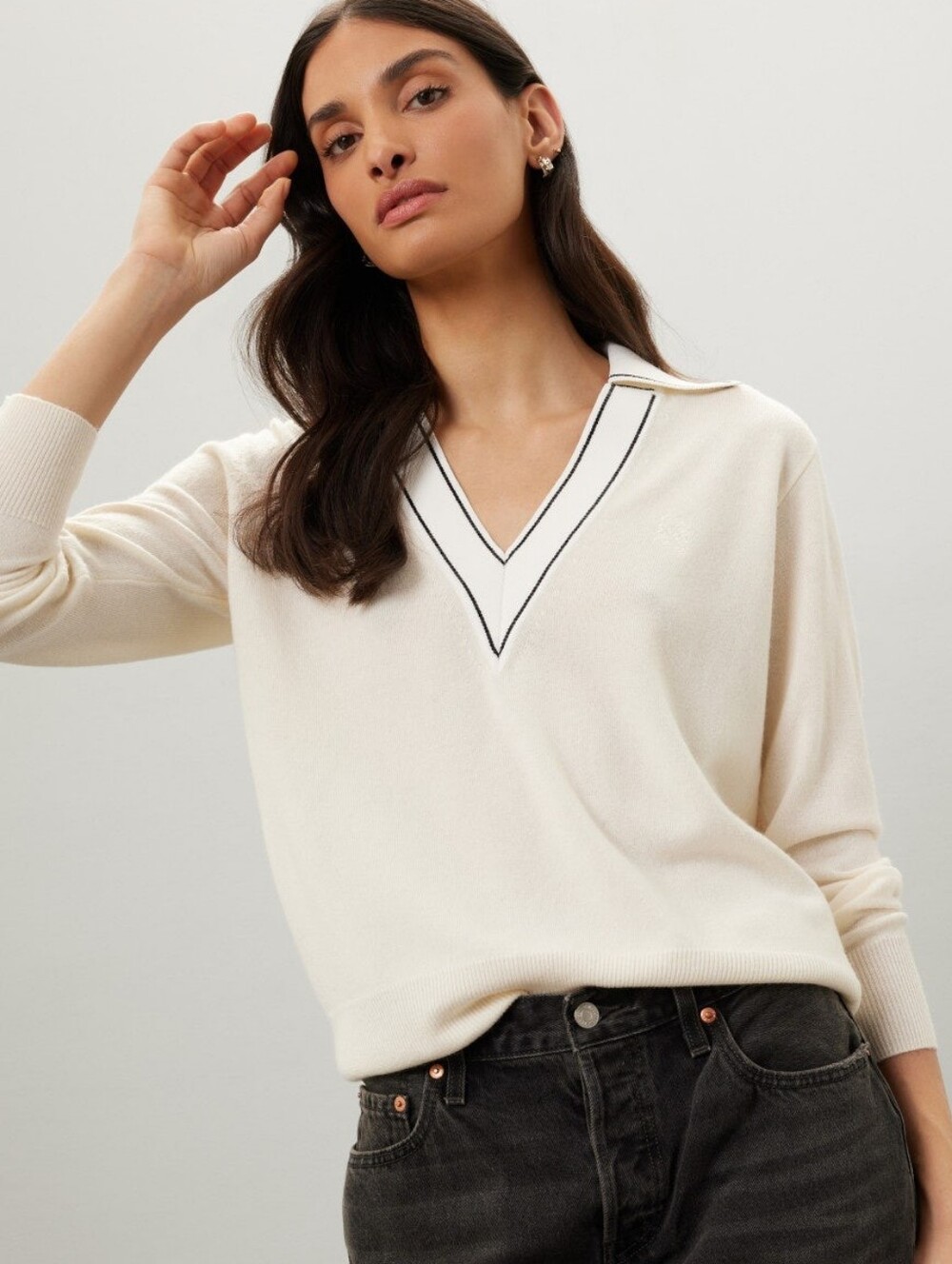 Sandro Alizia Sweater Long Sleeves V-neck Size XS